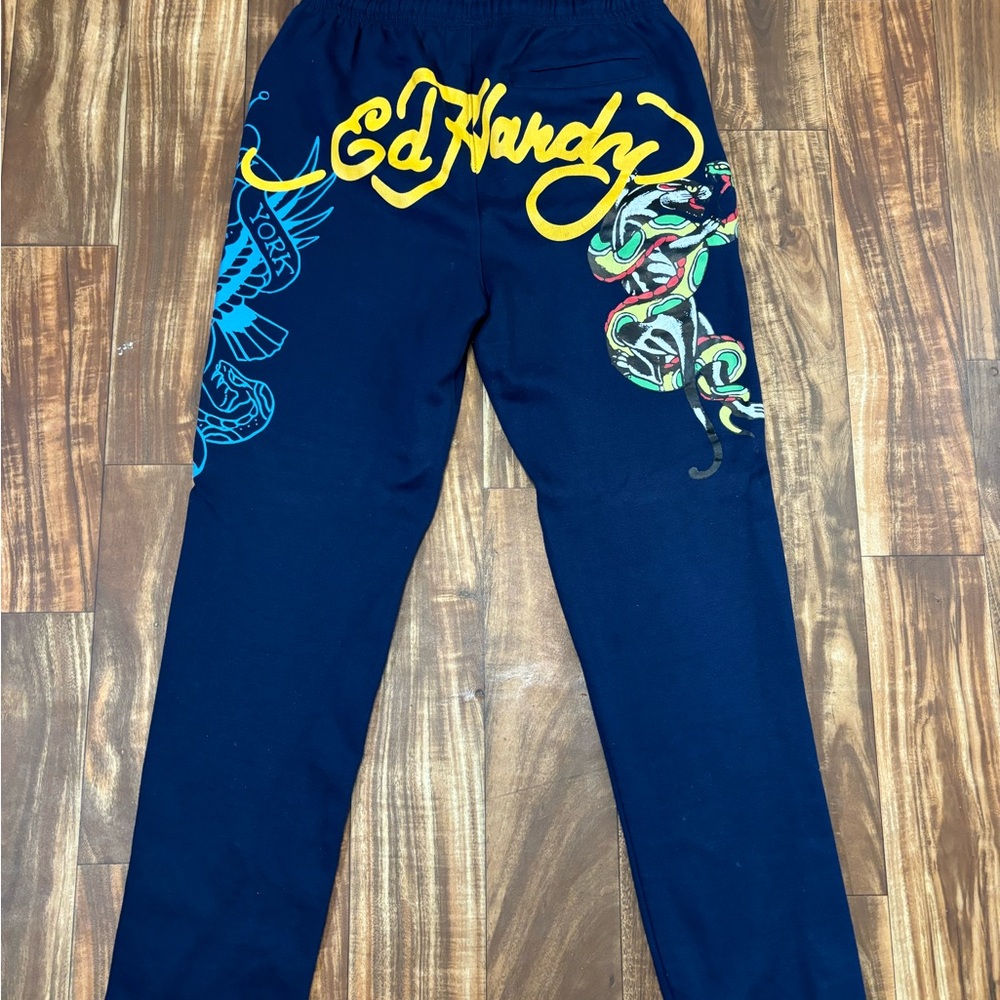Ed Hardy Dark Blue Graphic Sweatpants